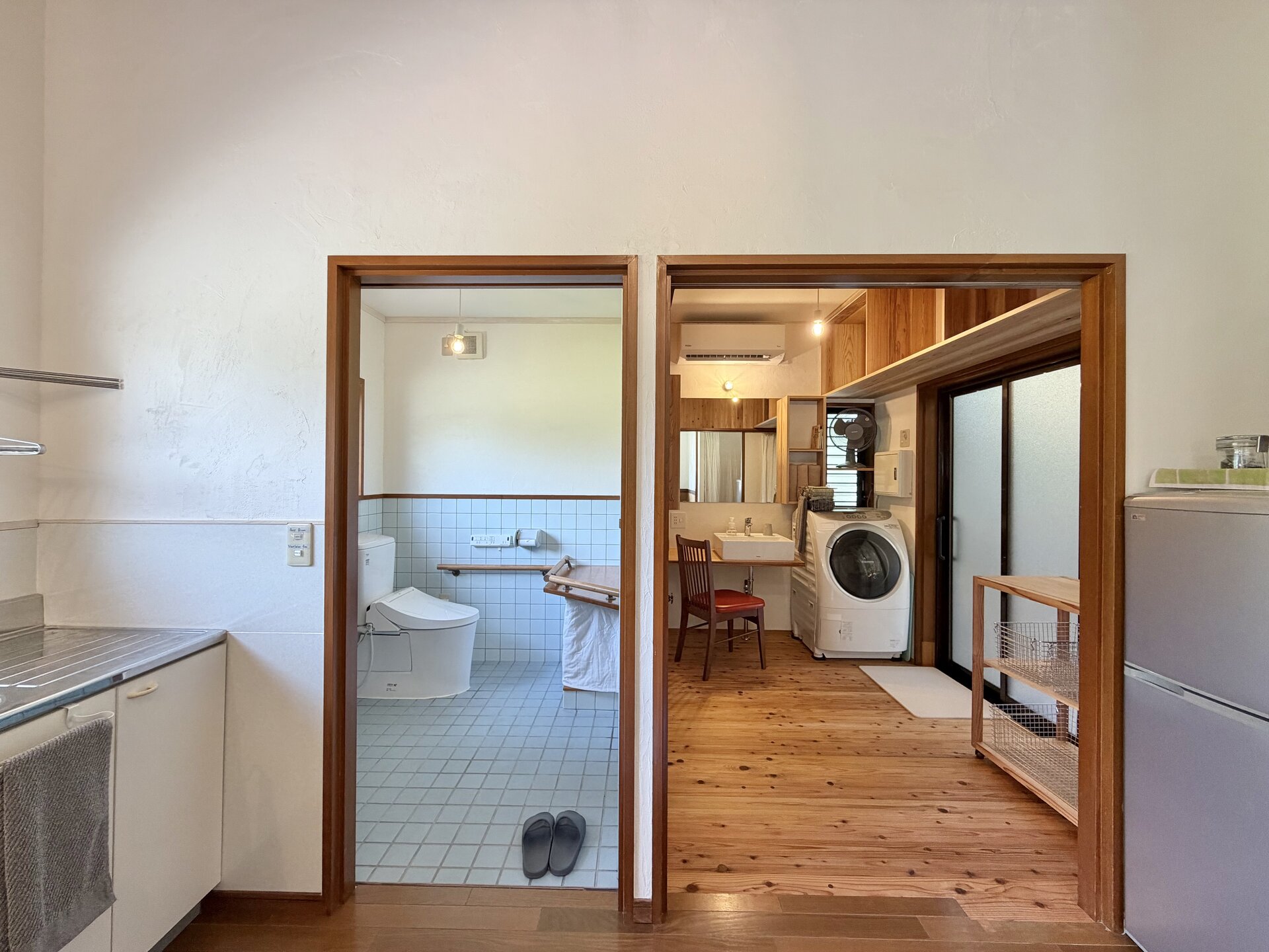 View toward the bathroom and changing room